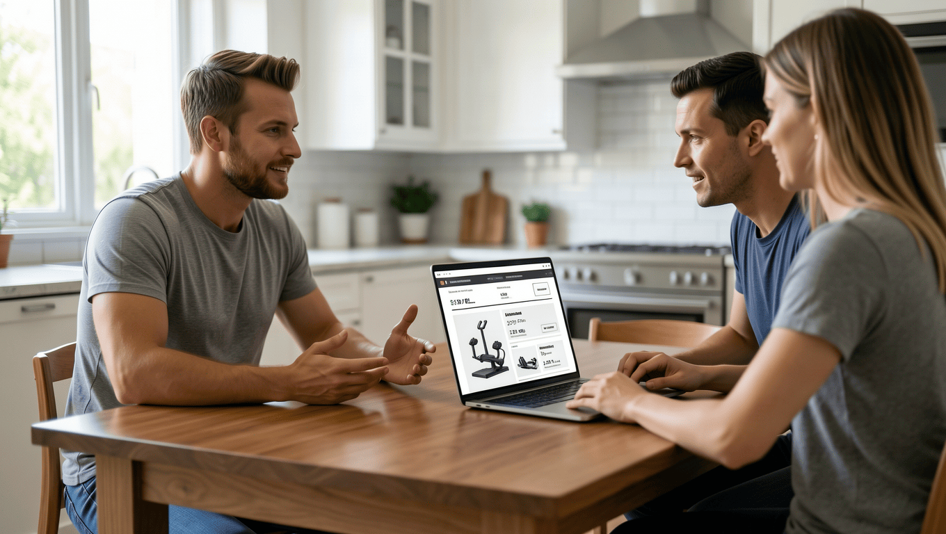 couple reviewing gym equipment financing rates in Texas