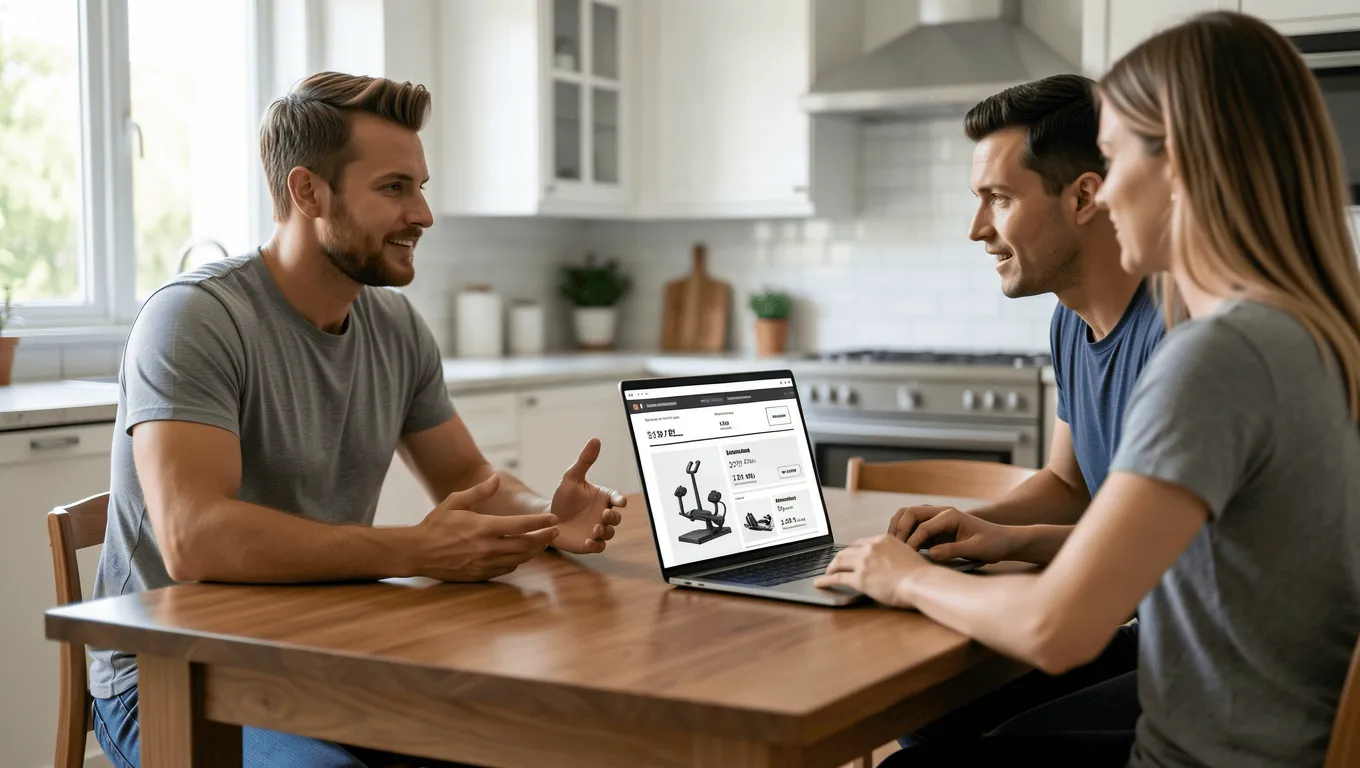 couple reviewing gym equipment financing rates in Texas