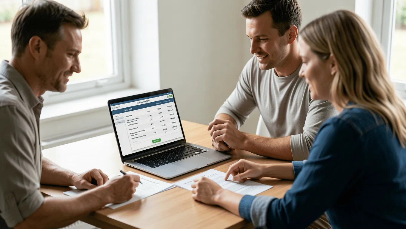 Couple Reviewing Horse Trailer Loan Documents in Texas