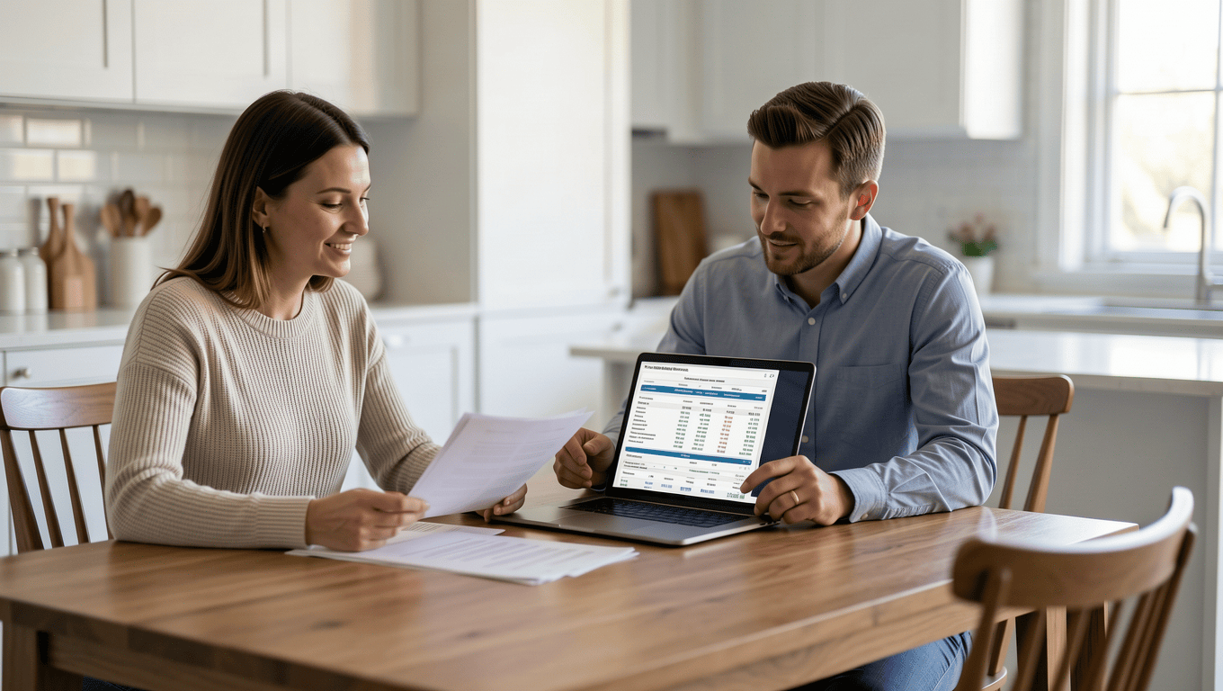 Couple reviewing hot tub financing options in Texas