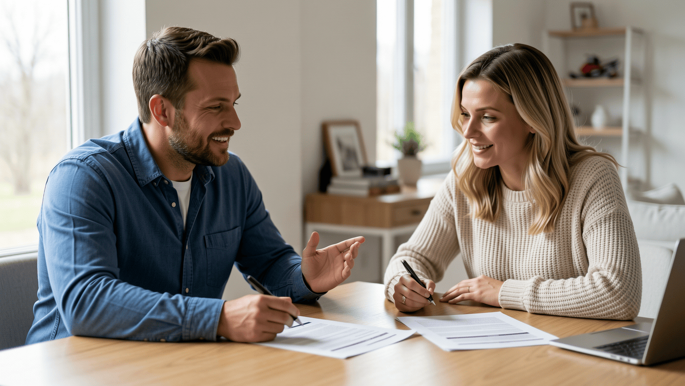 Texas couple reviewing snowmobile financing options.