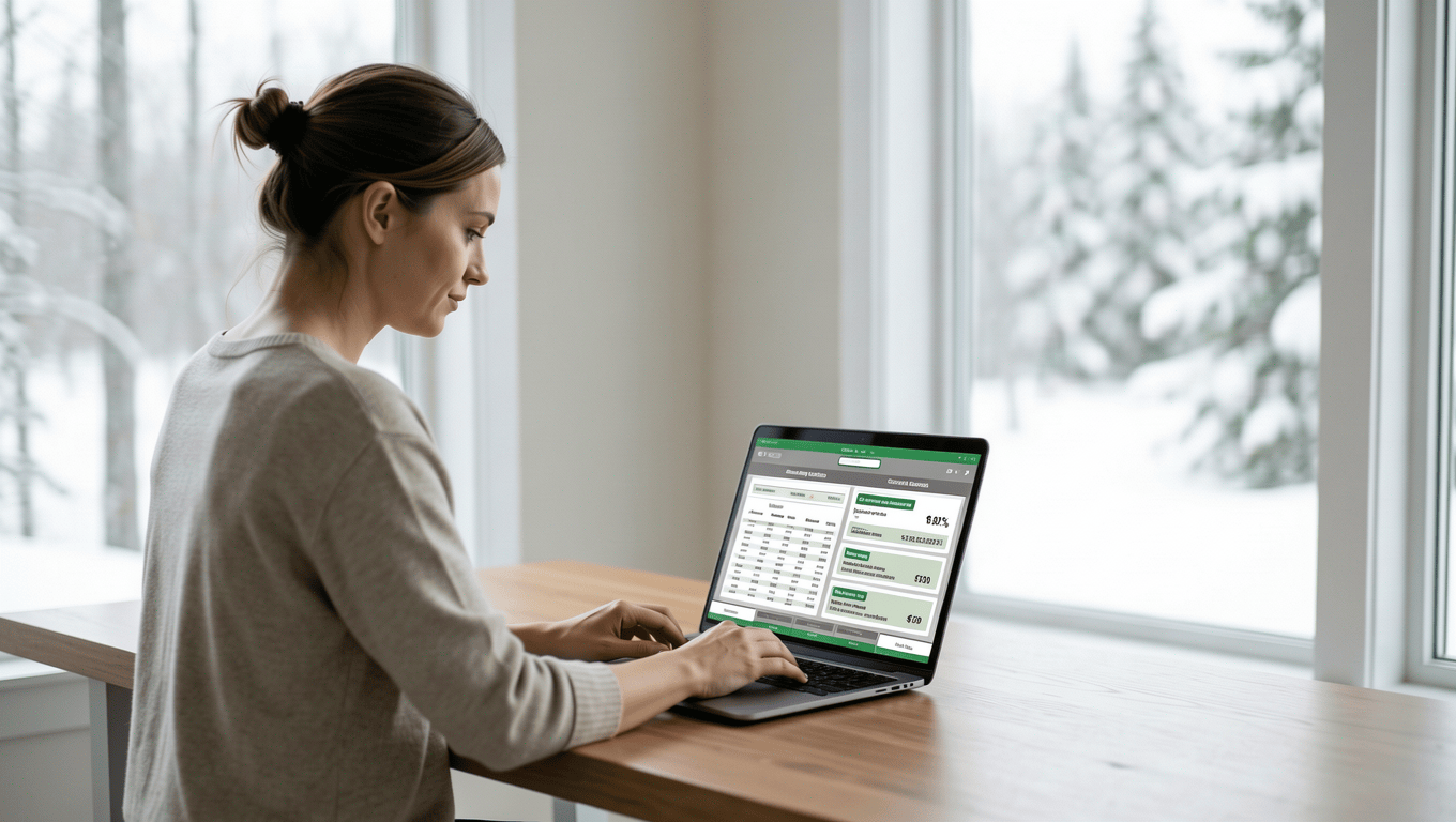 Woman budgeting for a snowmobile trip in Texas.