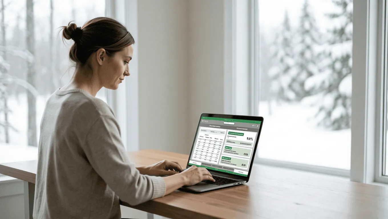 Woman budgeting for a snowmobile trip in Texas.