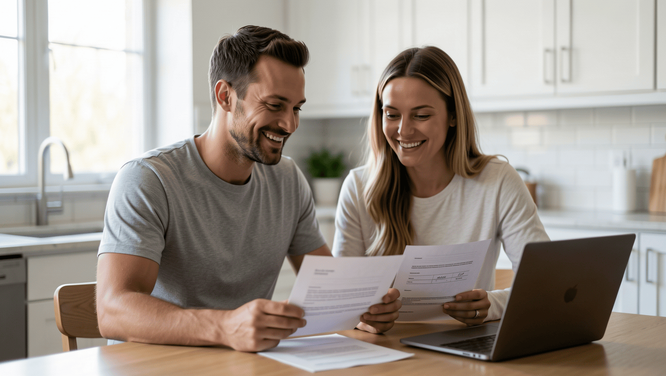Couple Reviewing Tractor Loan Approval in Texas