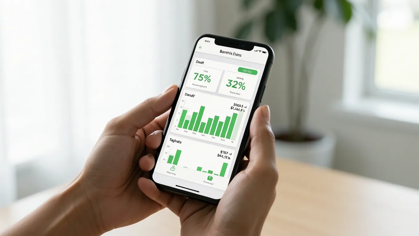 Smartphone displaying a financial dashboard for managing loan payments