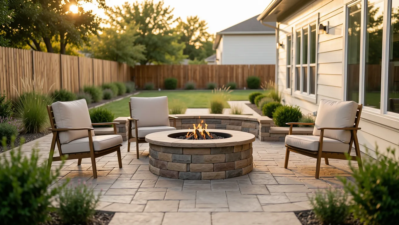 A renovated outdoor patio with stone pavers in Texas
