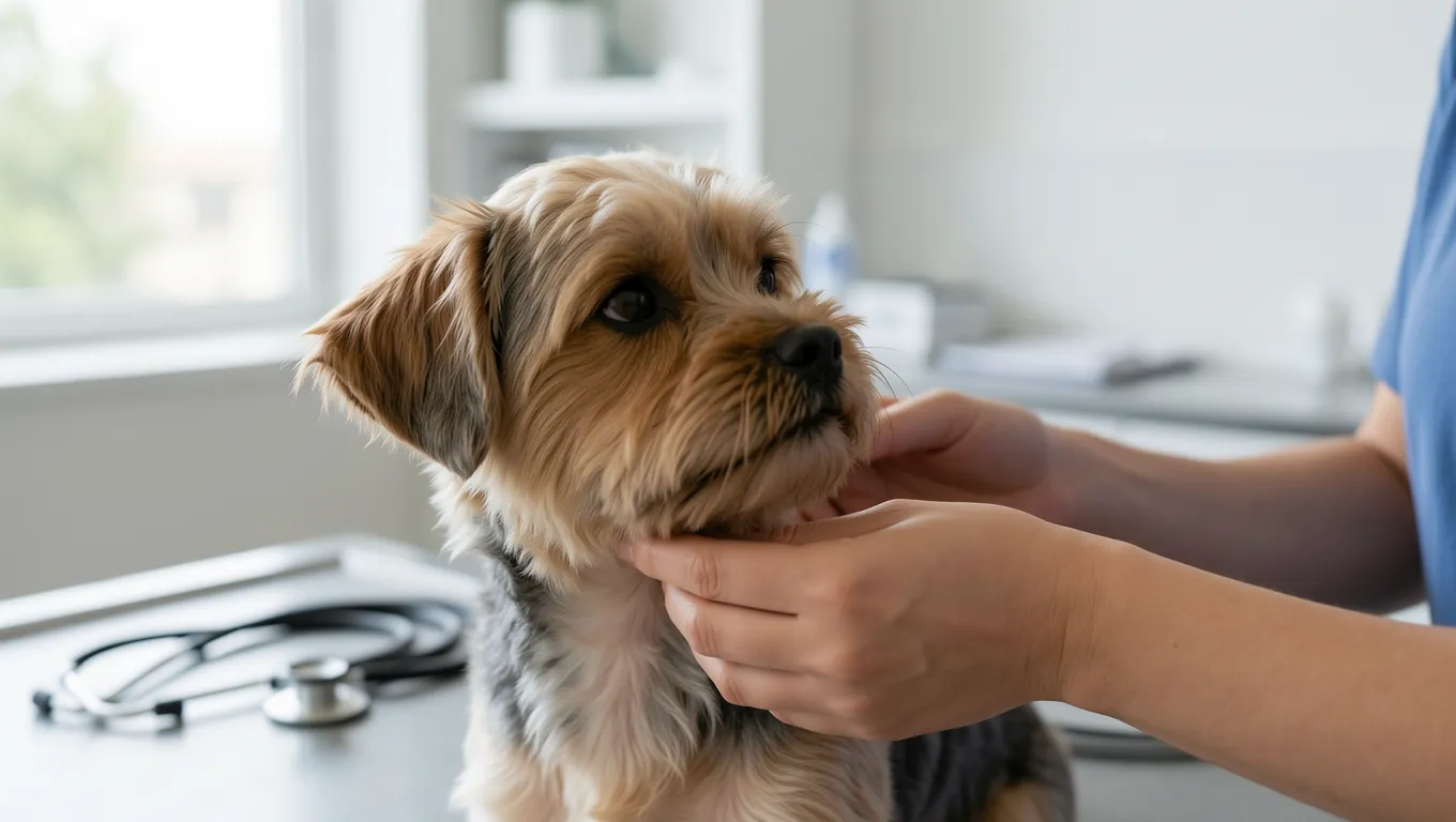 A veterinarian examining a small pet with medical tools