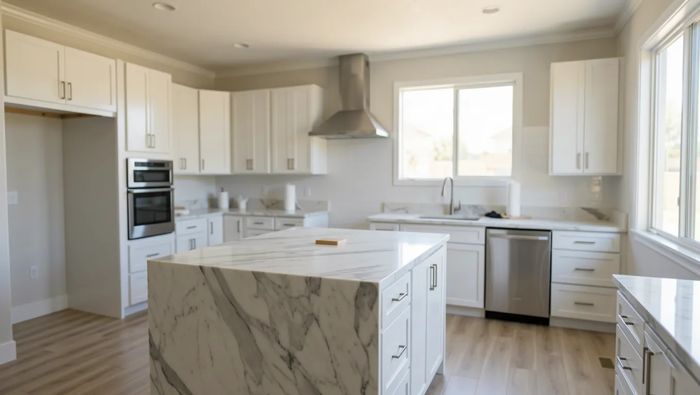 Modern Texas home interior showing high-end kitchen renovation work in progress